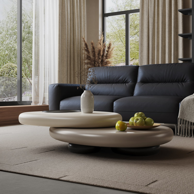Euharlee Wood Swivel Oval Coffee Table